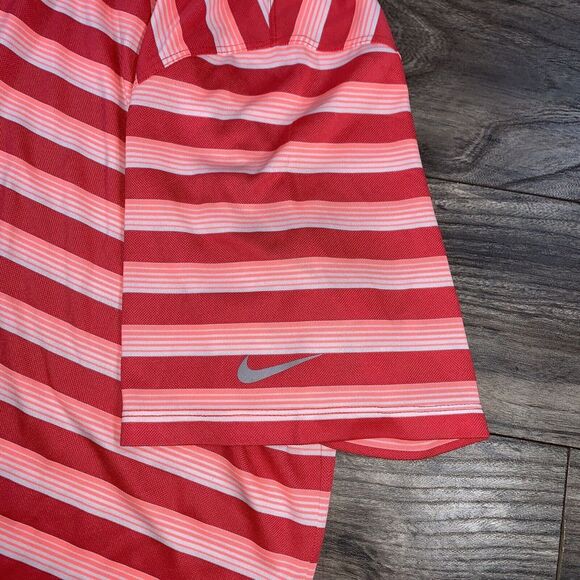 Nike Shirt Mens XXL Red White Stripe Golf Polo Dri-Fit Performance‎ Athletic - Picture 5 of 7